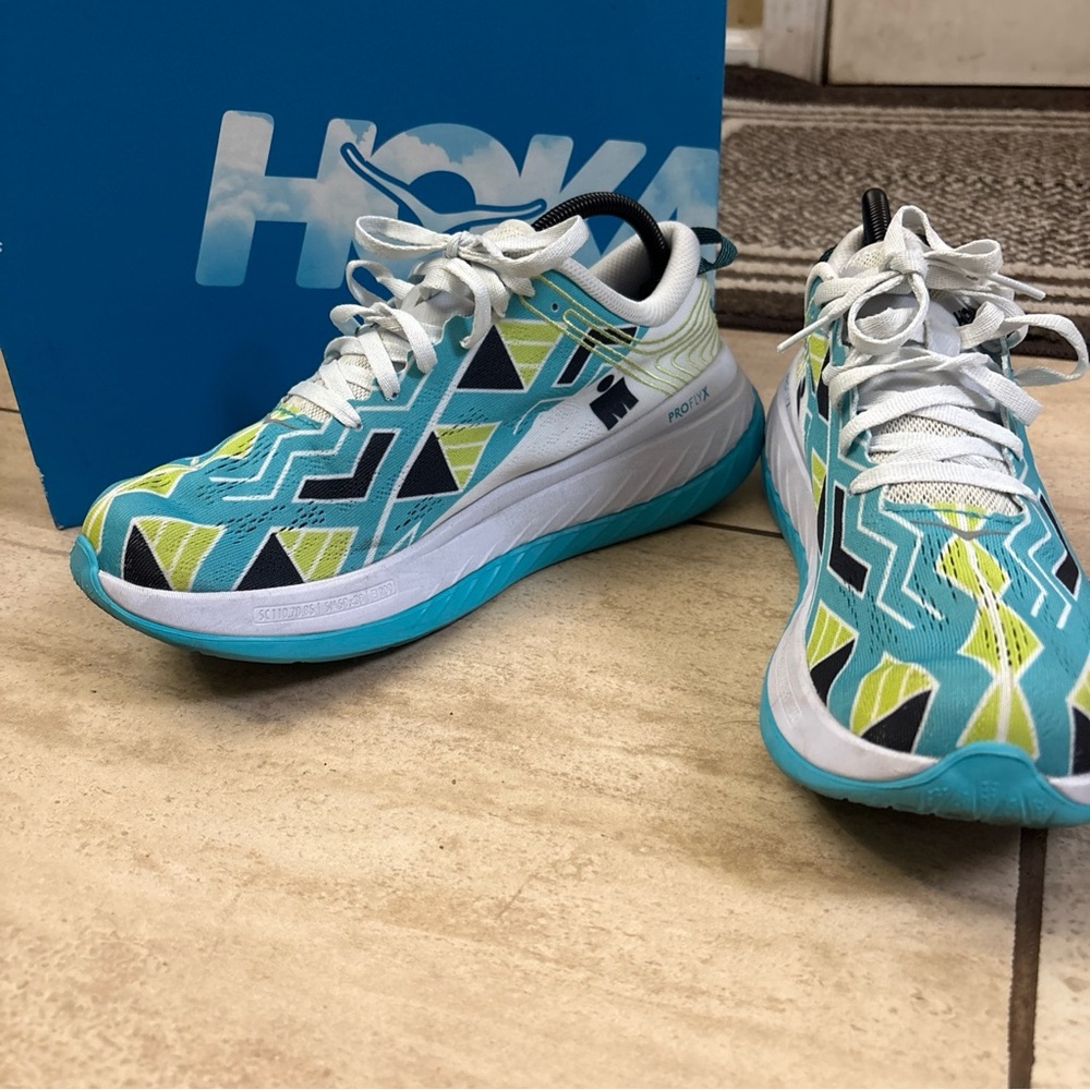 Hoka One One Men’s Ironman Kona Carbon X Sea Blue/White Womens Size 10 - Picture 2 of 16